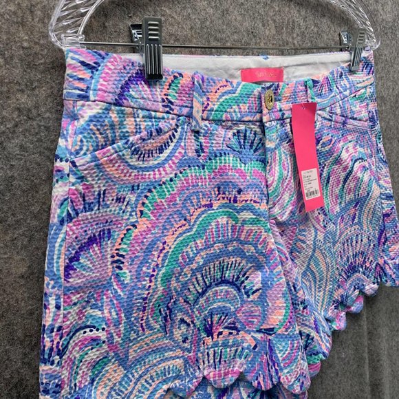 Lilly Pulitzer Shorts Women 4 Ladies Purple Blue Outdoors Buttercup Stretch Pant - Picture 3 of 12